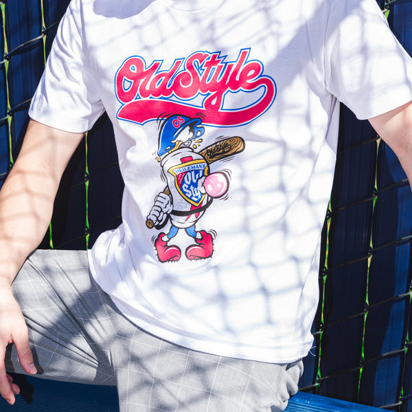 OLD STYLE BASEBALL CAN TEE - WHITE